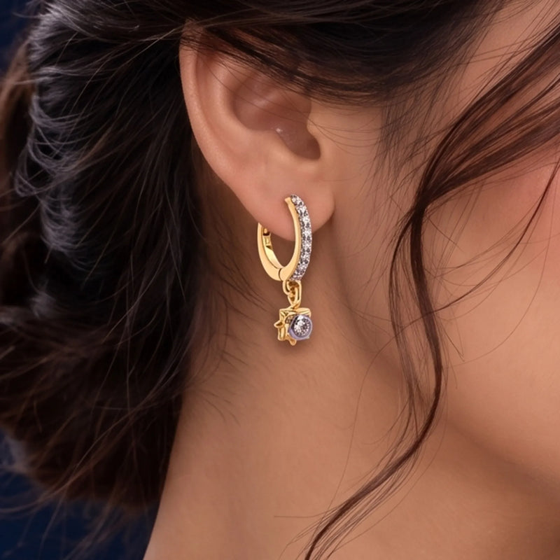 Starlight Pavé Diamond Charm Huggie Earrings