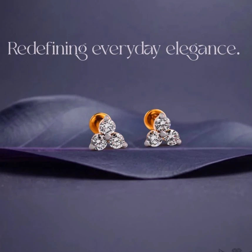 Trio Marquise Diamond Cluster Stud Earrings