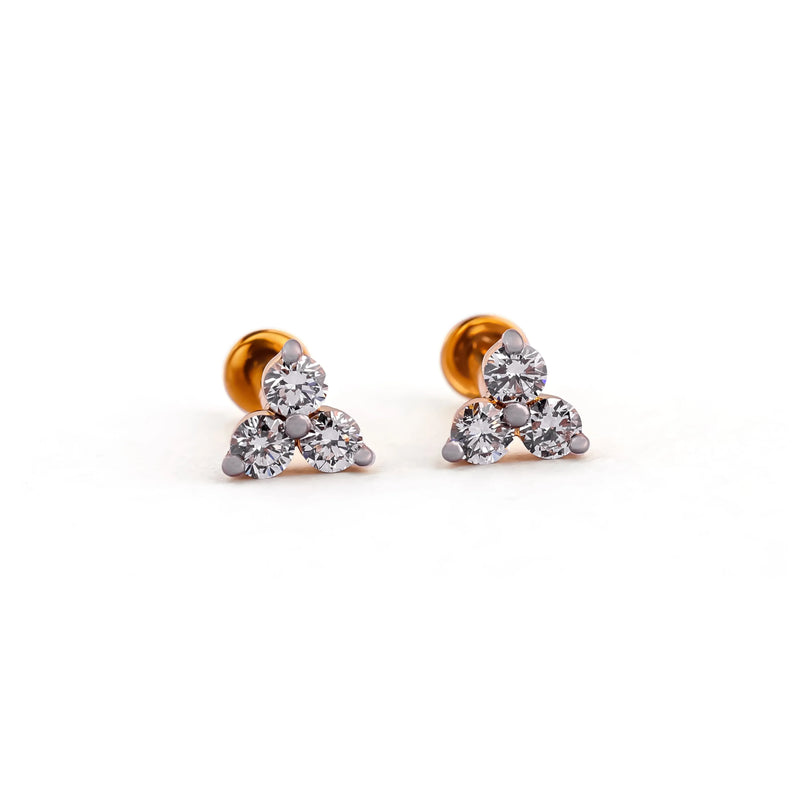 Trio Marquise Diamond Cluster Stud Earrings
