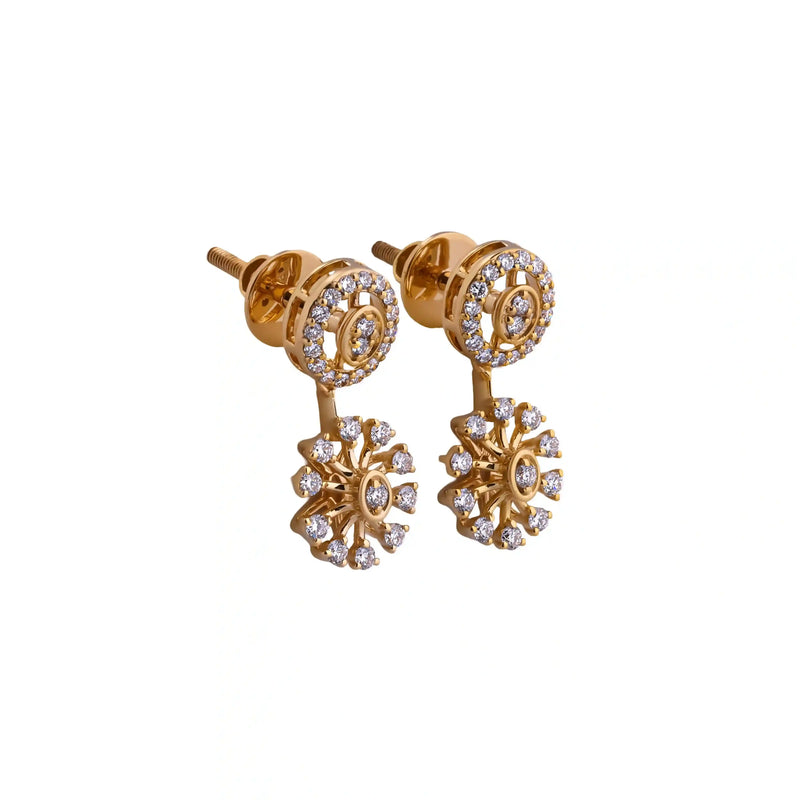 Solstice Circular Floral Diamond Drop Earrings