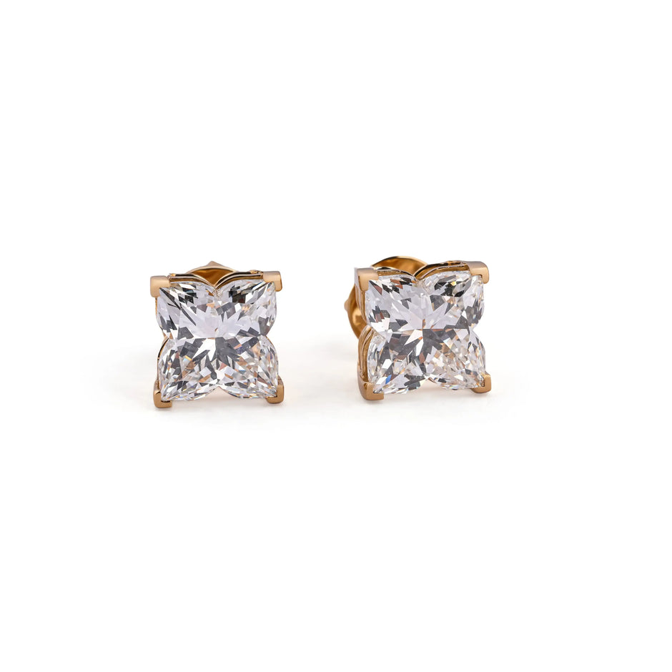 Grand Princess-Cut Solitaire Diamond Stud Earrings