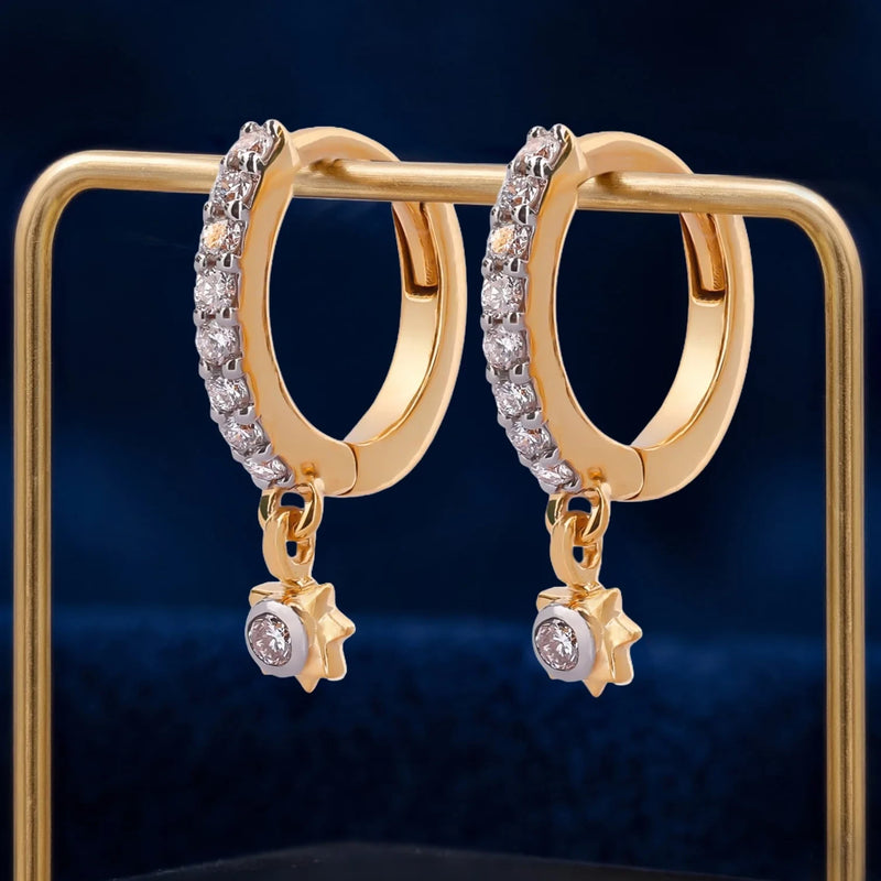 Starlight Pavé Diamond Charm Huggie Earrings