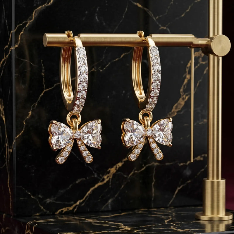 Bowline Pavé Diamond Charm Hoop Earrings
