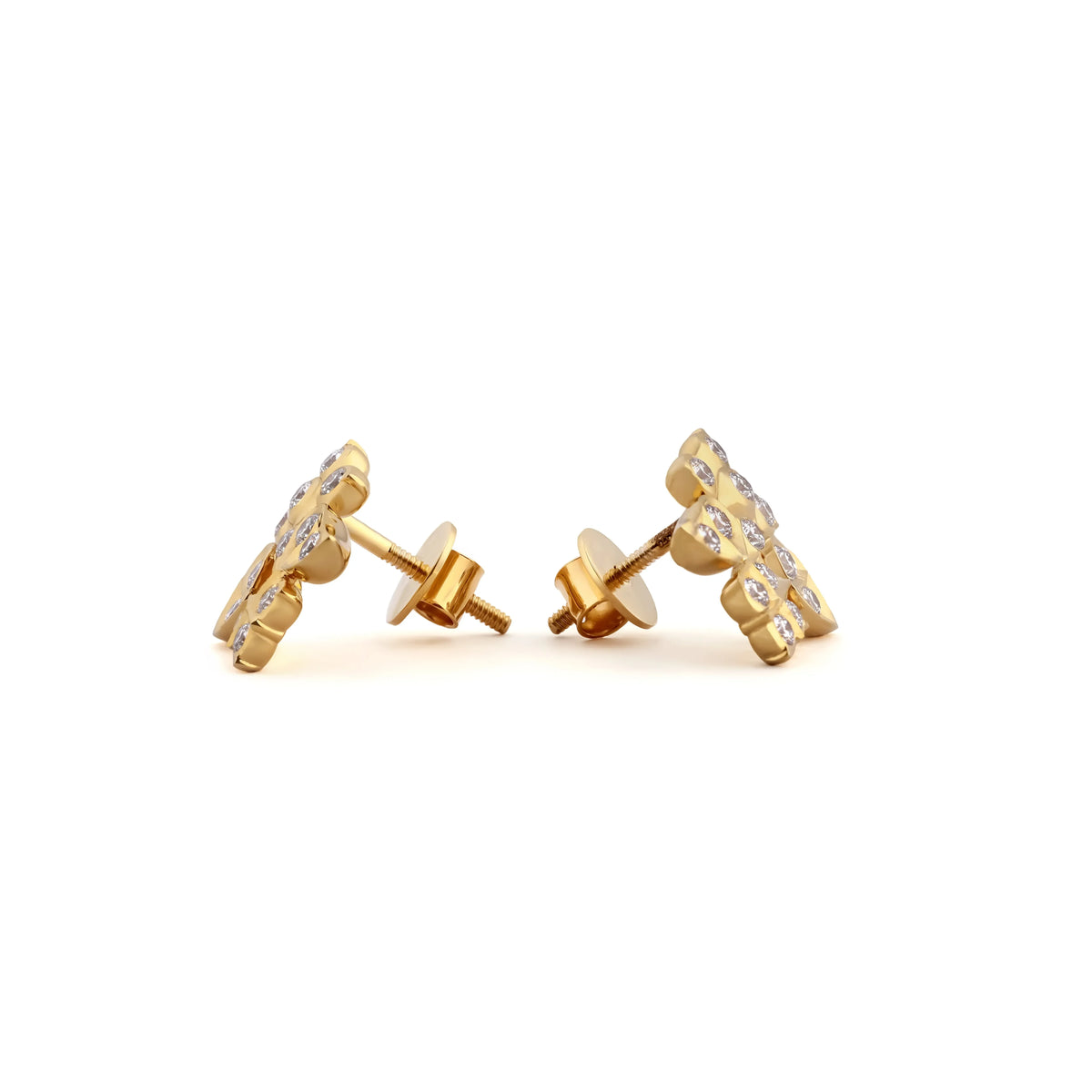 Petal Cluster Diamond Screw-Back Stud Earrings