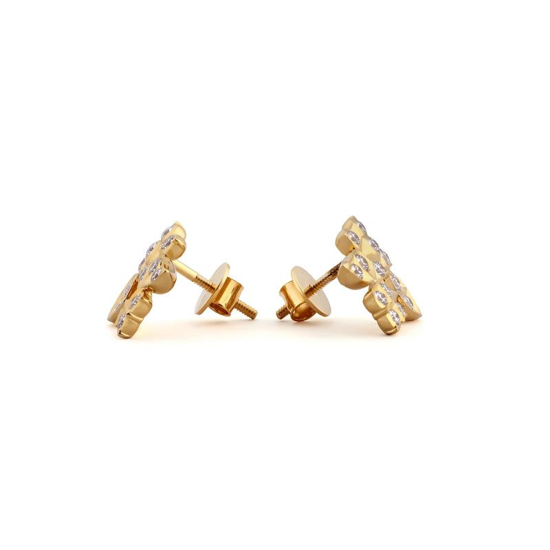 Petal Cluster Diamond Screw-Back Stud Earrings