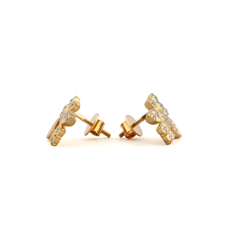 Petal Cluster Diamond Screw-Back Stud Earrings