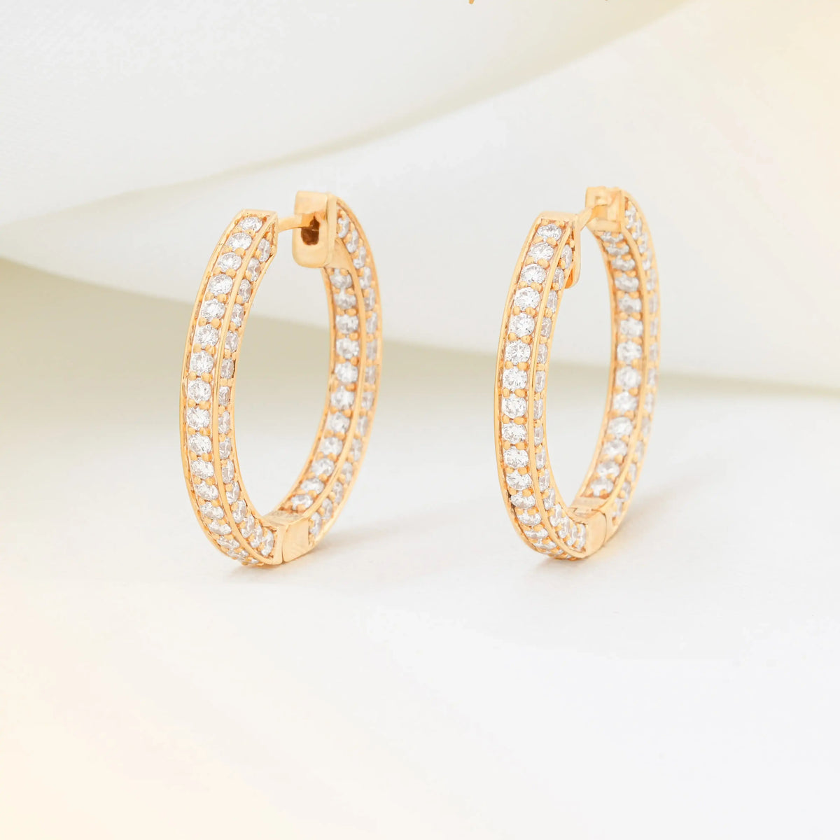 Celestia Double-Row Pavé Diamond Hoop Earrings
