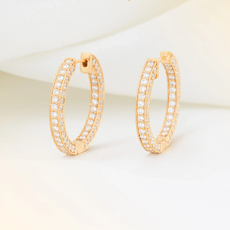 Celestia Double-Row Pavé Diamond Hoop Earrings