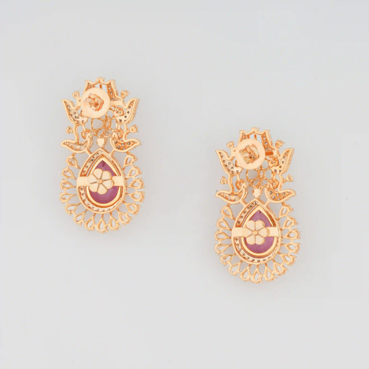 Verdalia Pear Green Gemstone Floral Halo Diamond Statement Earrings