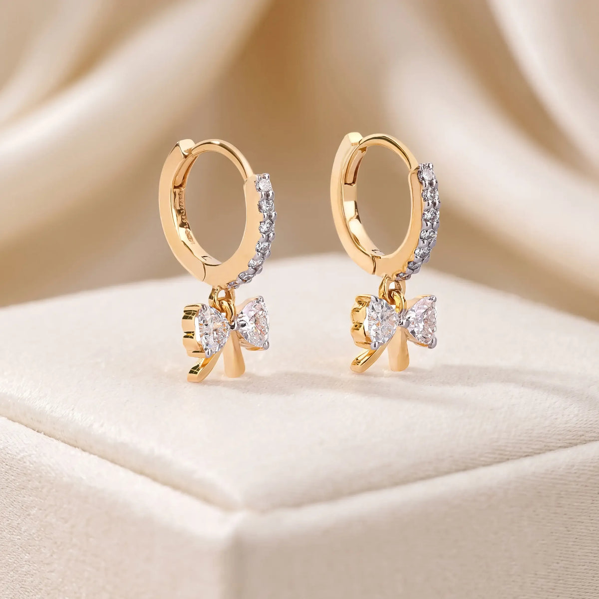 Bowline Pavé Diamond Charm Hoop Earrings