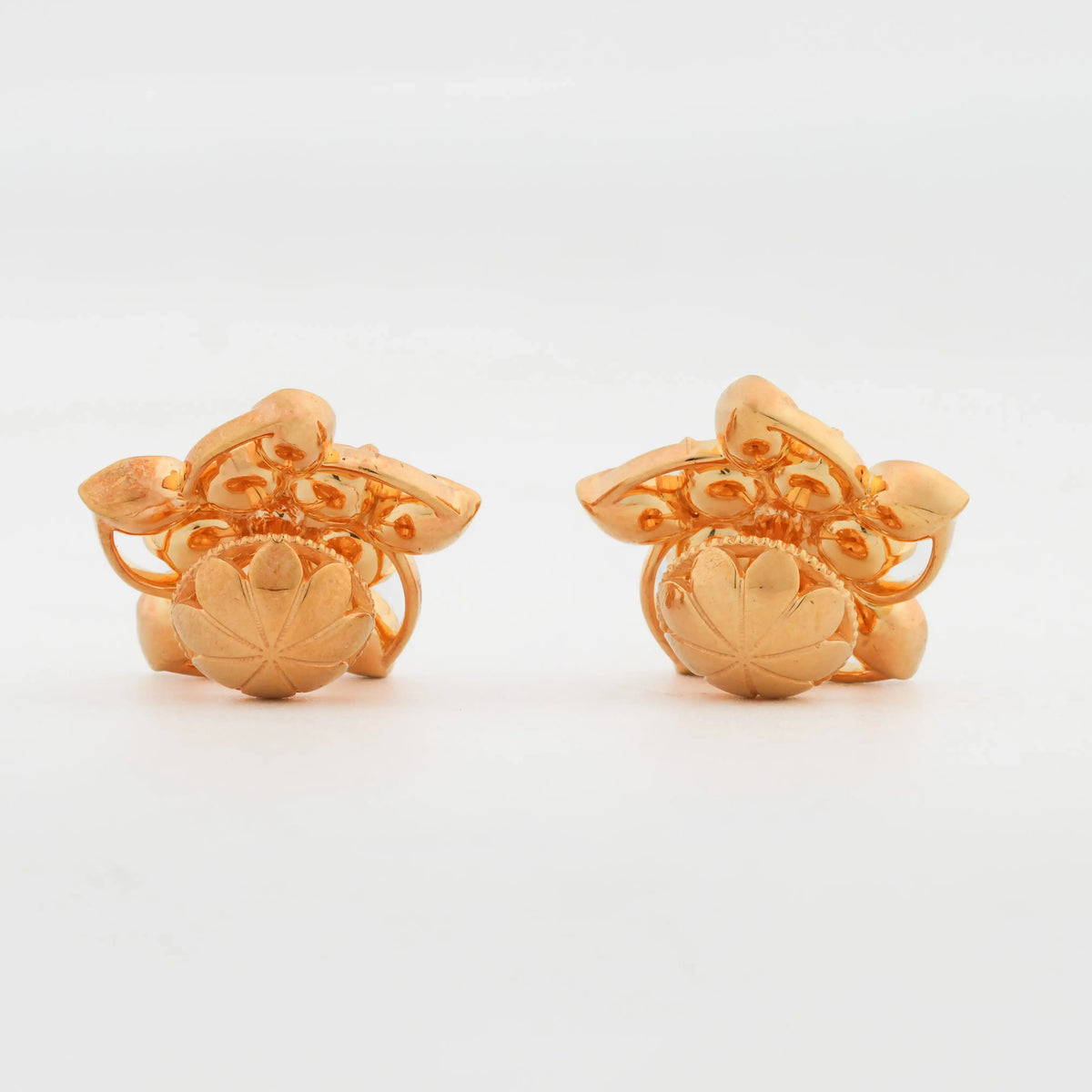 Sculpted Floral Gemstone Statement Stud Earrings