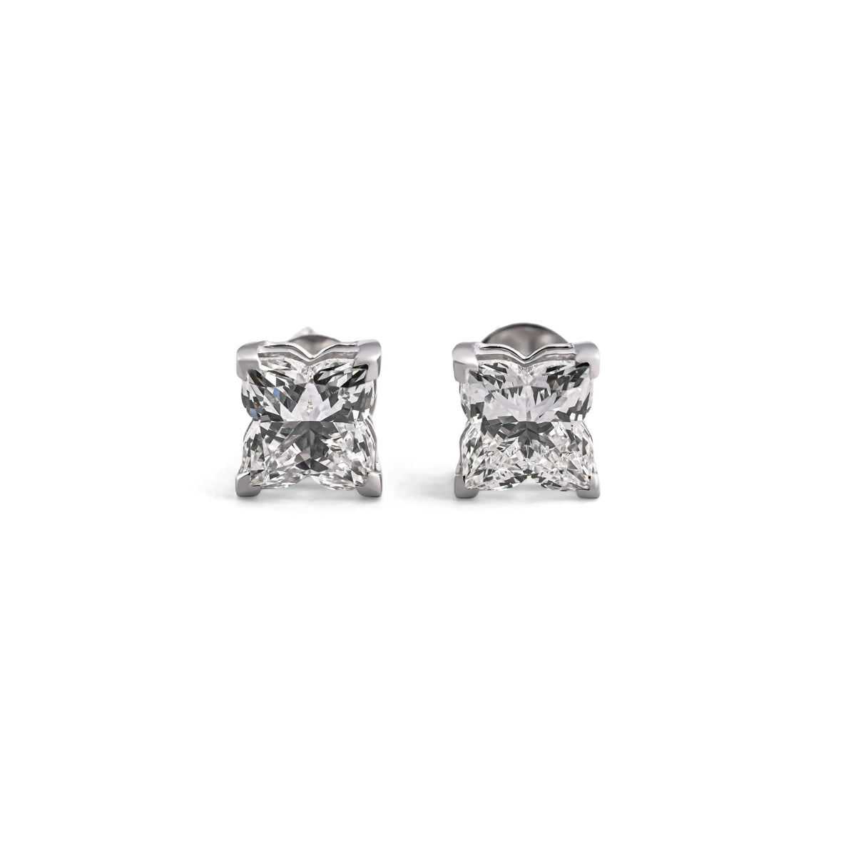 Classic Princess-Cut Solitaire Diamond Stud Earrings