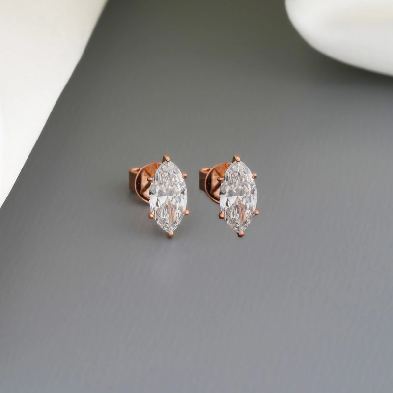 Solene Oval Solitaire Diamond Stud Earrings