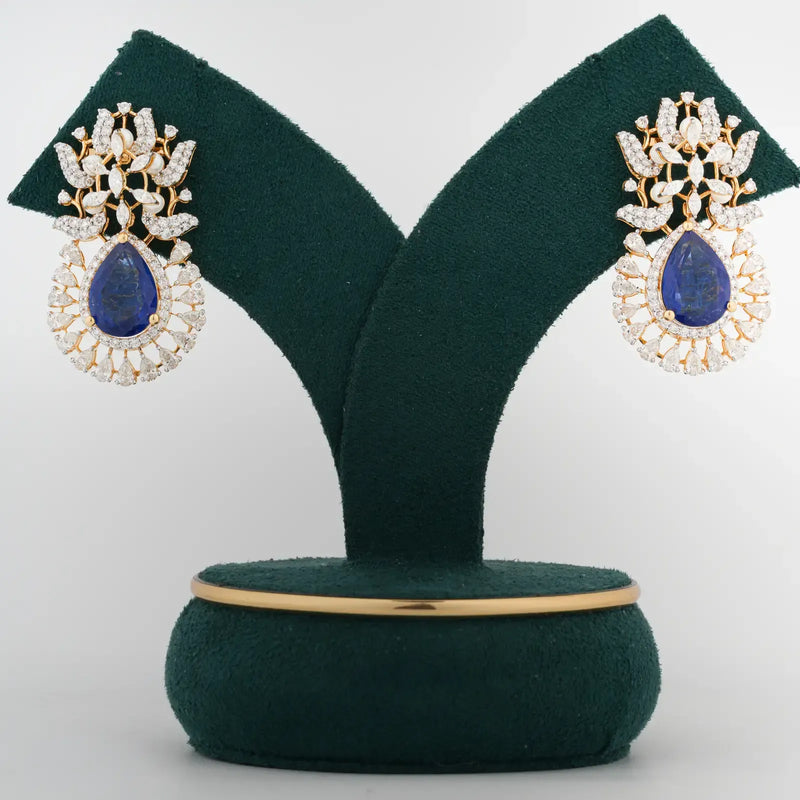 Verdalia Pear Green Gemstone Floral Halo Diamond Statement Earrings