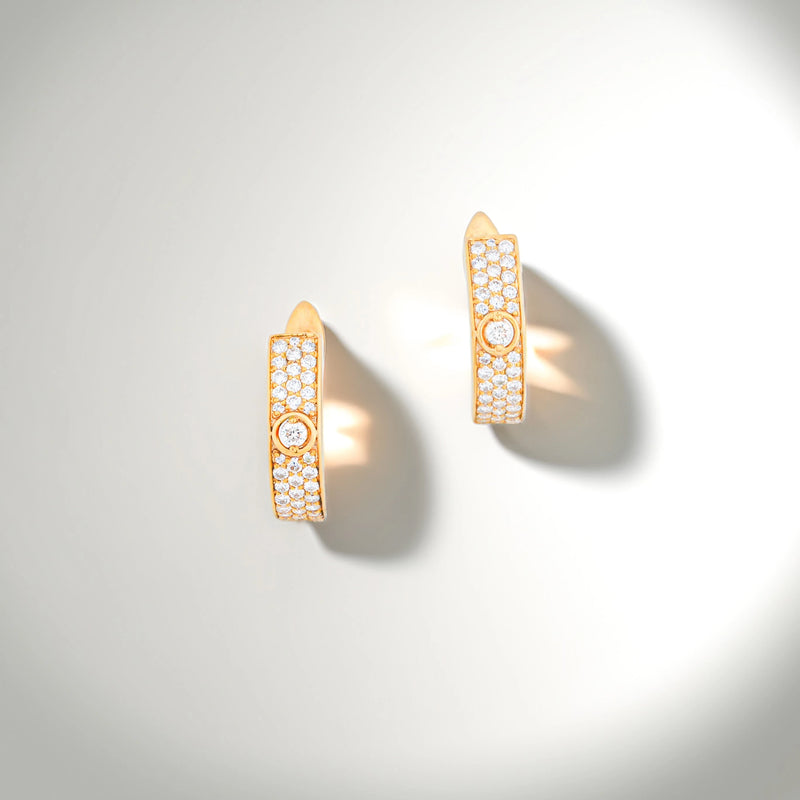 Orbit Bezel Accent Pavé Diamond Huggie Earrings
