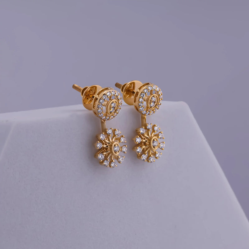 Solstice Circular Floral Diamond Drop Earrings
