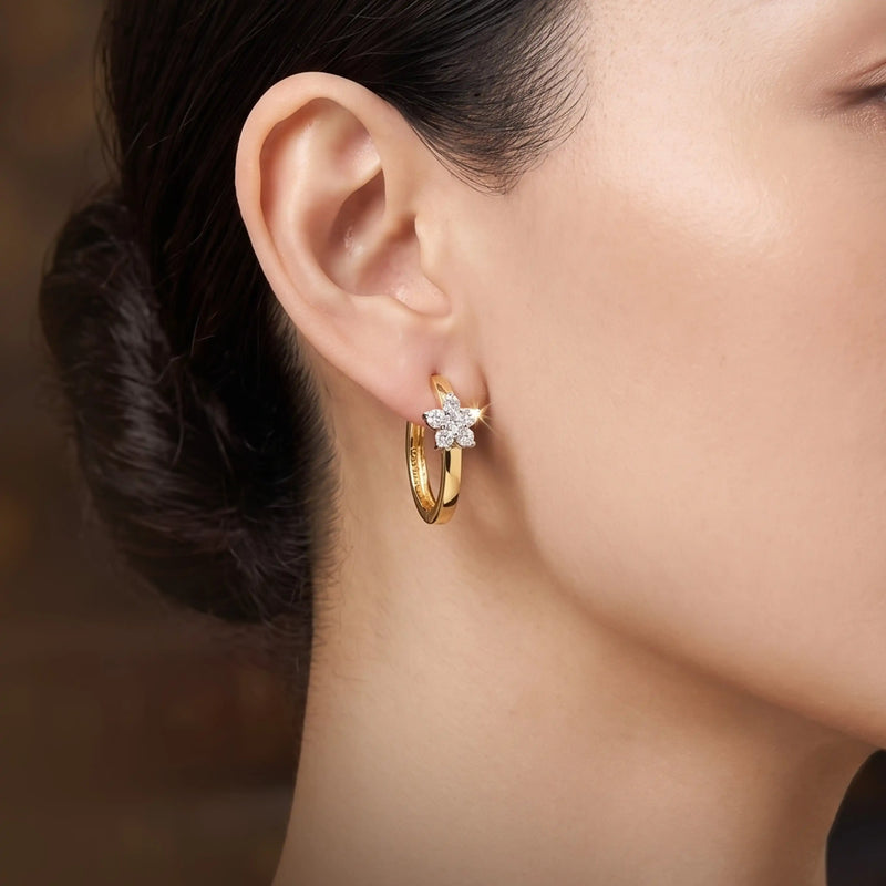 Petite Blossom Diamond Huggie Earrings
