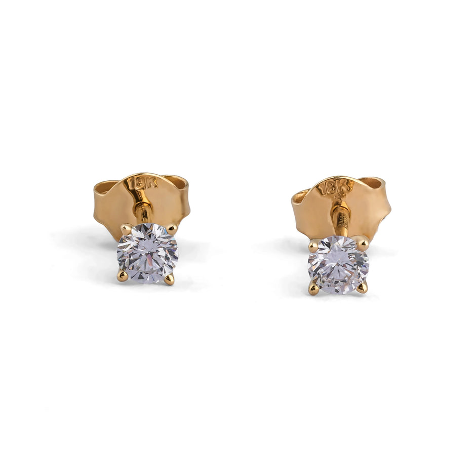 Classic Round Solitaire Diamond Stud Earrings