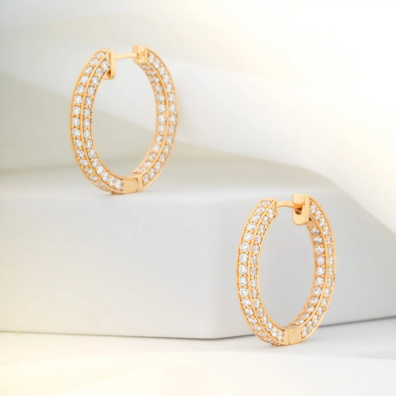 Celestia Double-Row Pavé Diamond Hoop Earrings