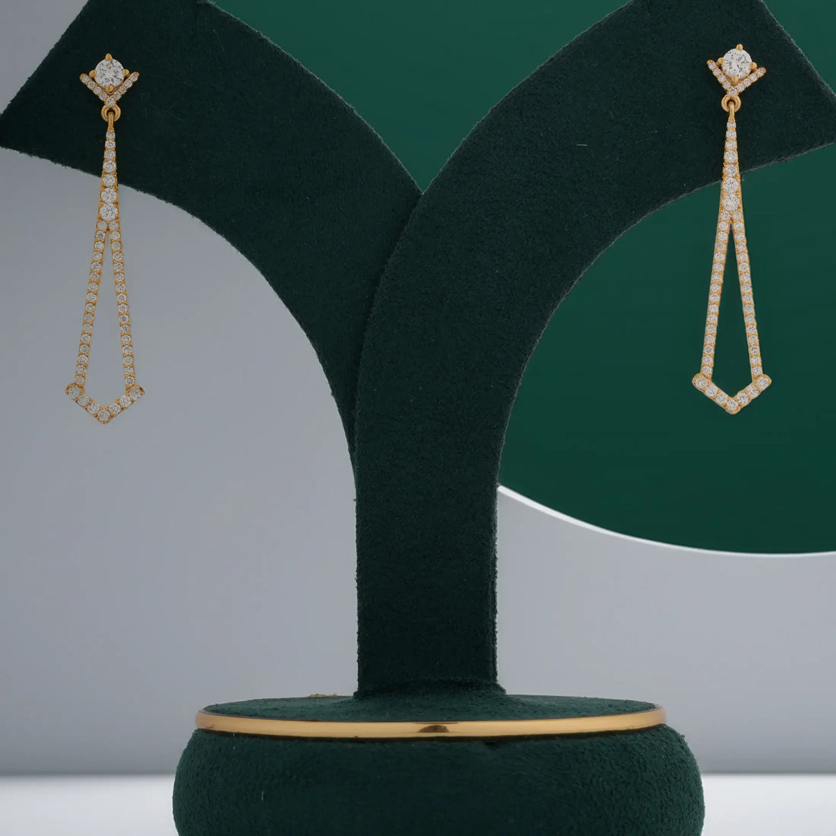 Vetra Geometric Open-Triangle Diamond Dangle Earrings