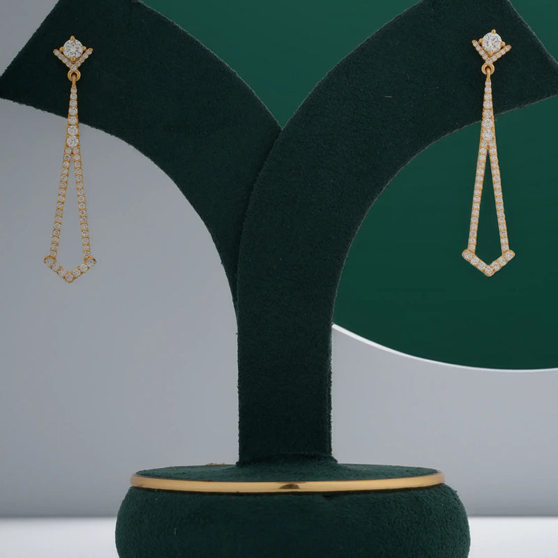 Vetra Geometric Open-Triangle Diamond Dangle Earrings