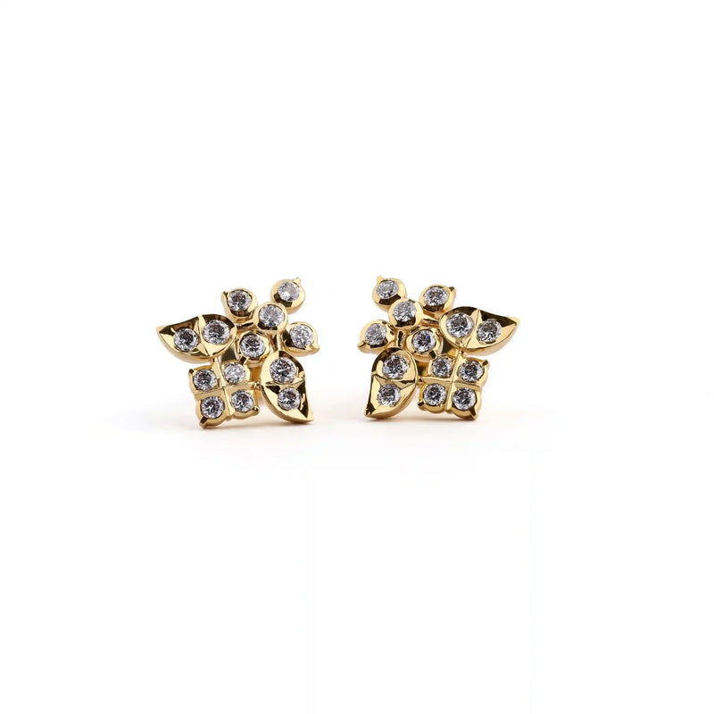 Petal Cluster Diamond Screw-Back Stud Earrings