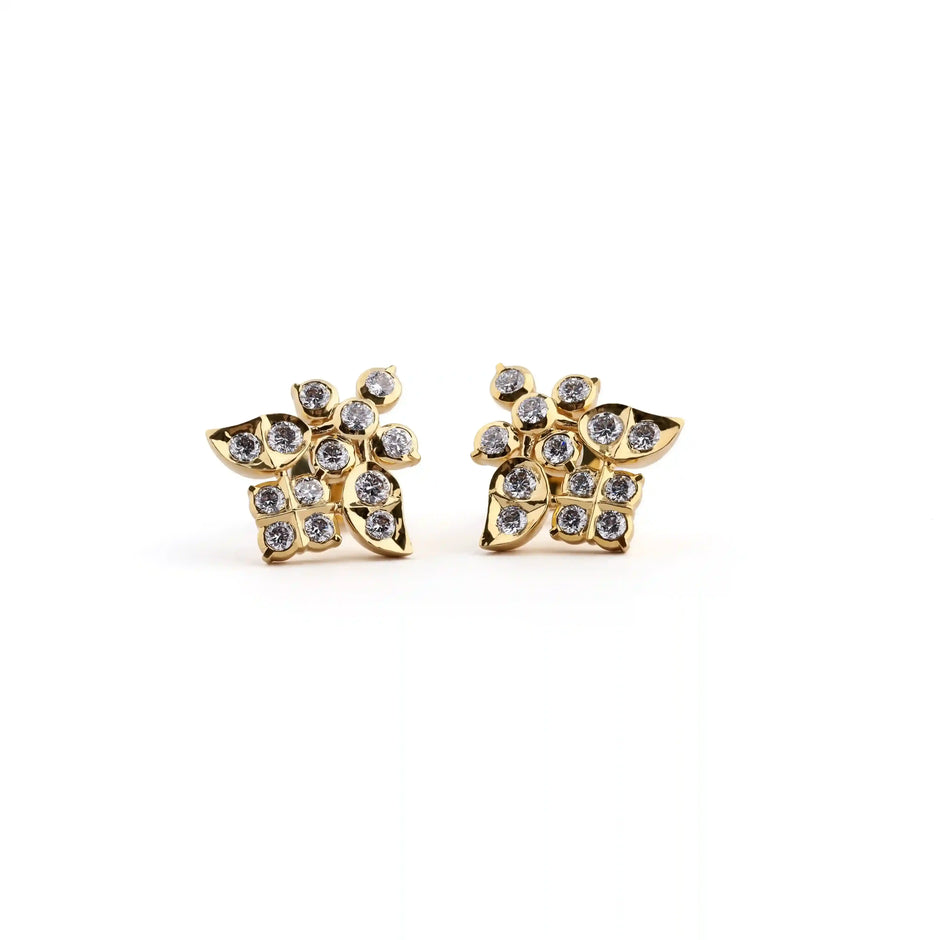 Petal Cluster Diamond Screw-Back Stud Earrings