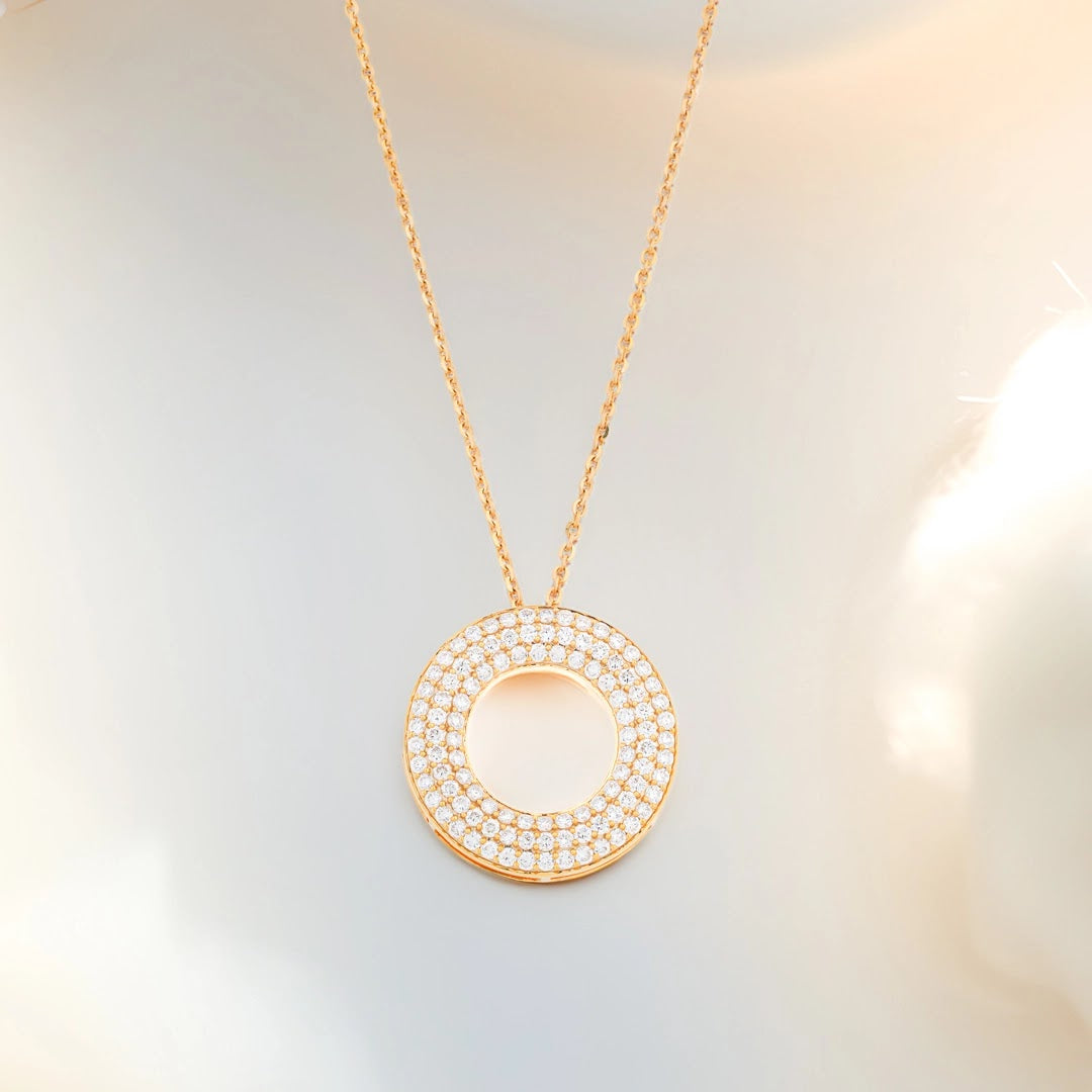 Pavé Circle Diamond Pendant — front view