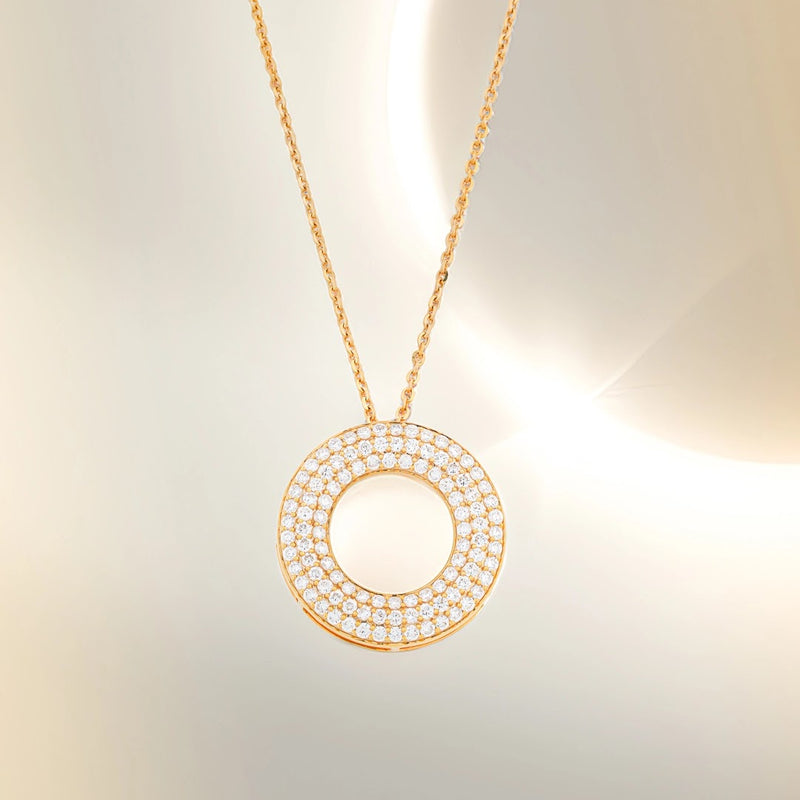 Pavé Circle Diamond Pendant — view 2