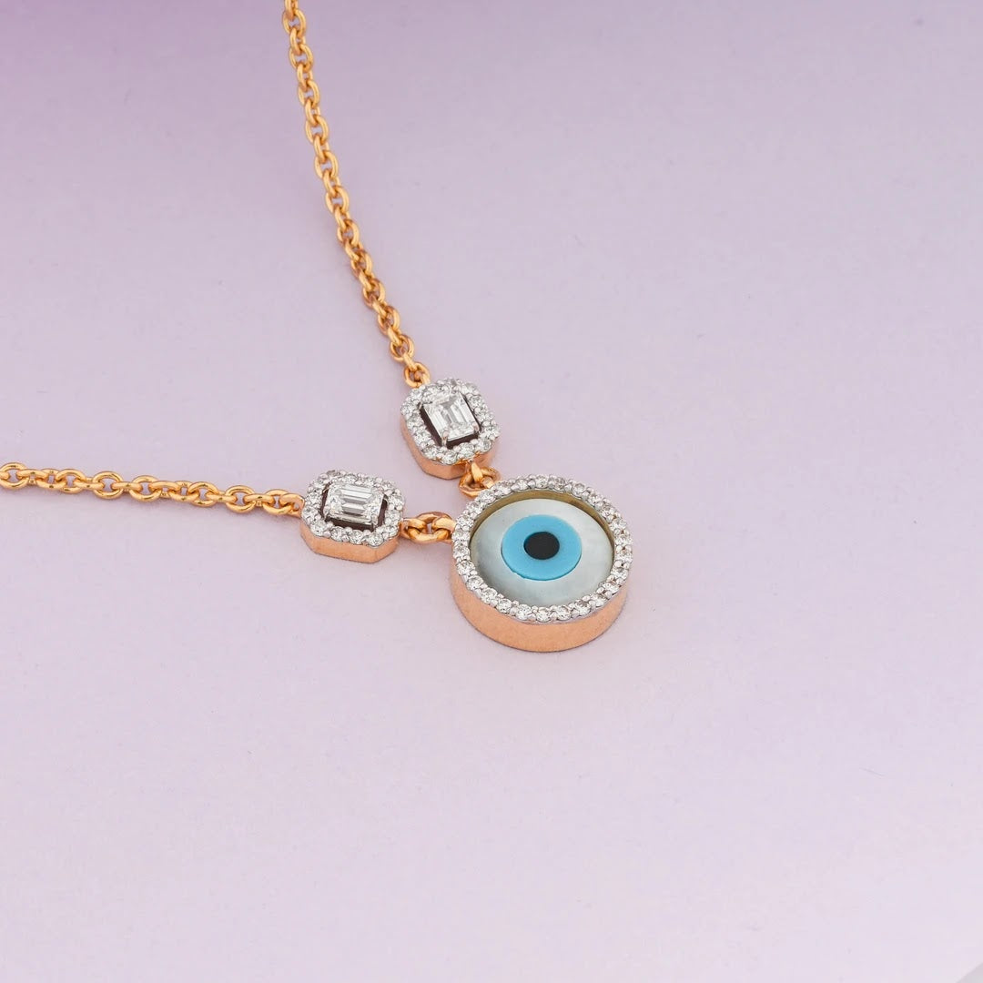 Evil Eye Colourstone Diamond Pendant — front view