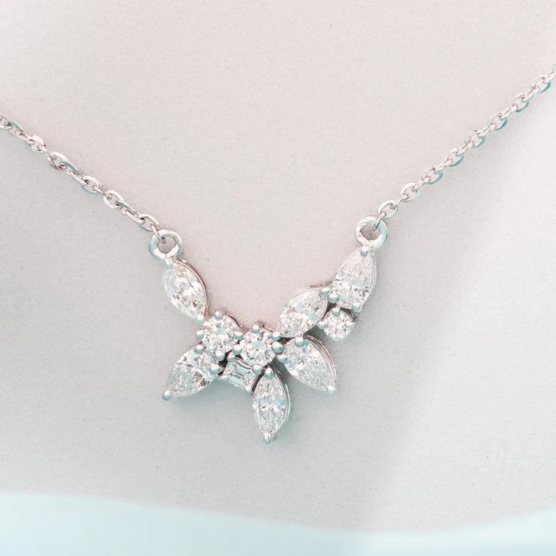 Butterfly Mixed-Cut Diamond Pendant Set — front view