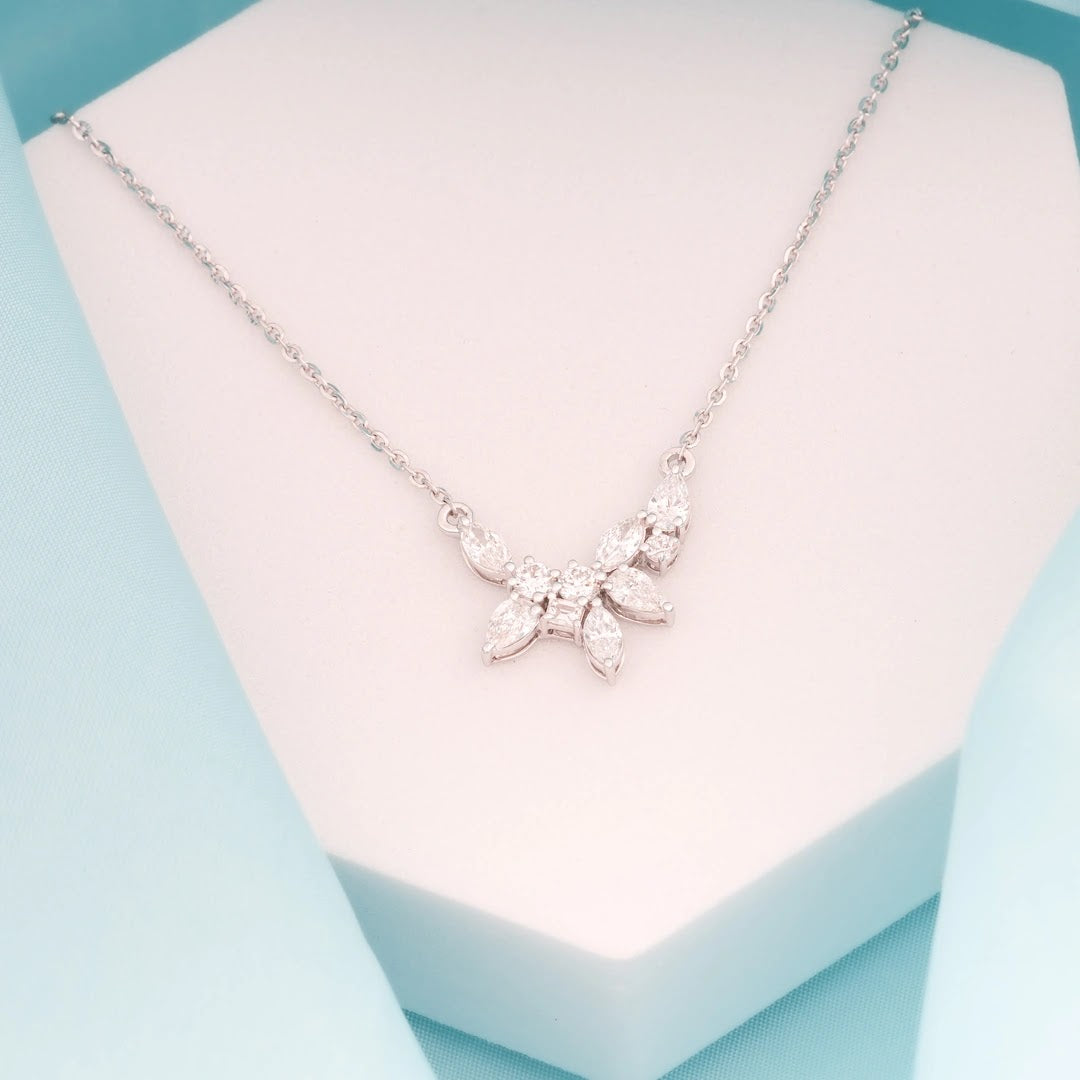 Butterfly Mixed-Cut Diamond Pendant Set — view 2