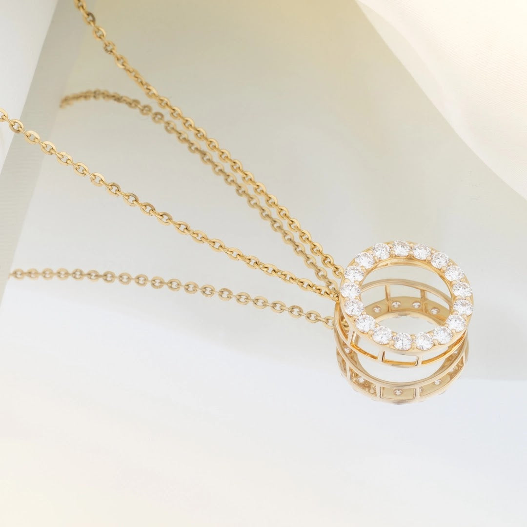 Open-Circle Diamond Necklace Set — front view