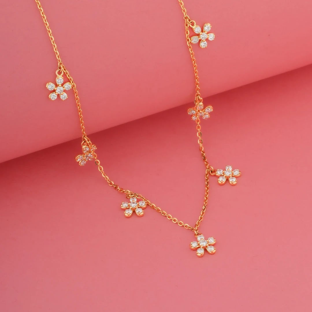 Floral Station Diamond Pendant Set — front view
