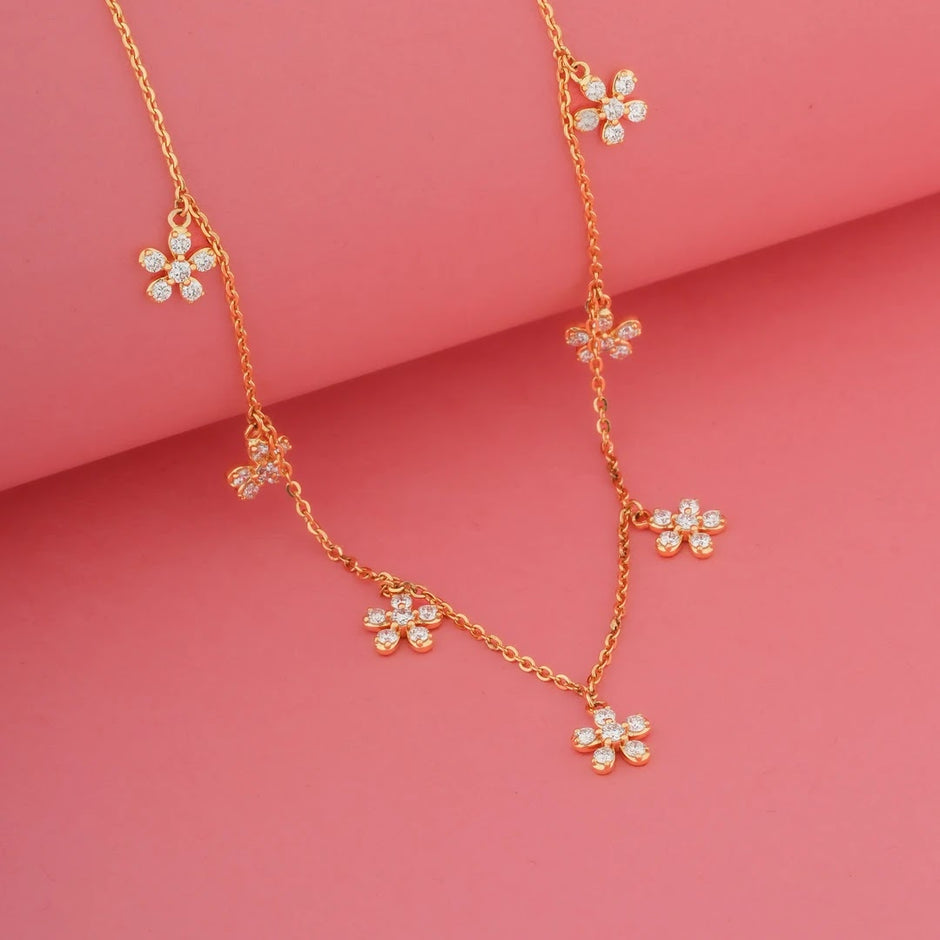 Floral Station Diamond Pendant Set — front view