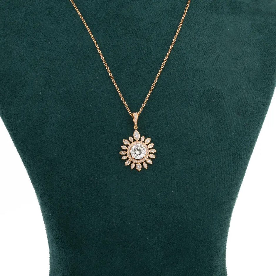 Sunburst Mixed-Cut Diamond Pendant — front view