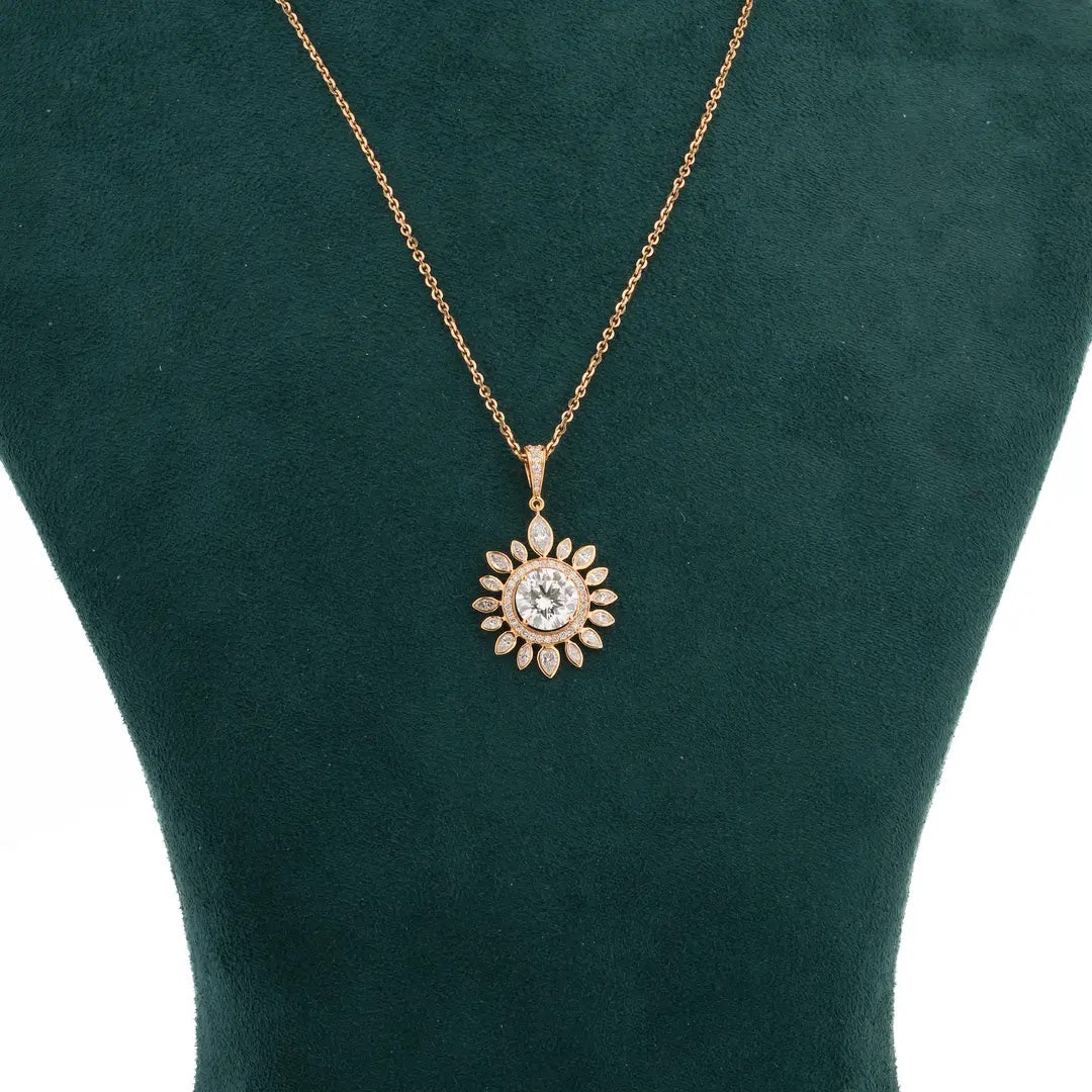 Sunburst Mixed-Cut Diamond Pendant — front view