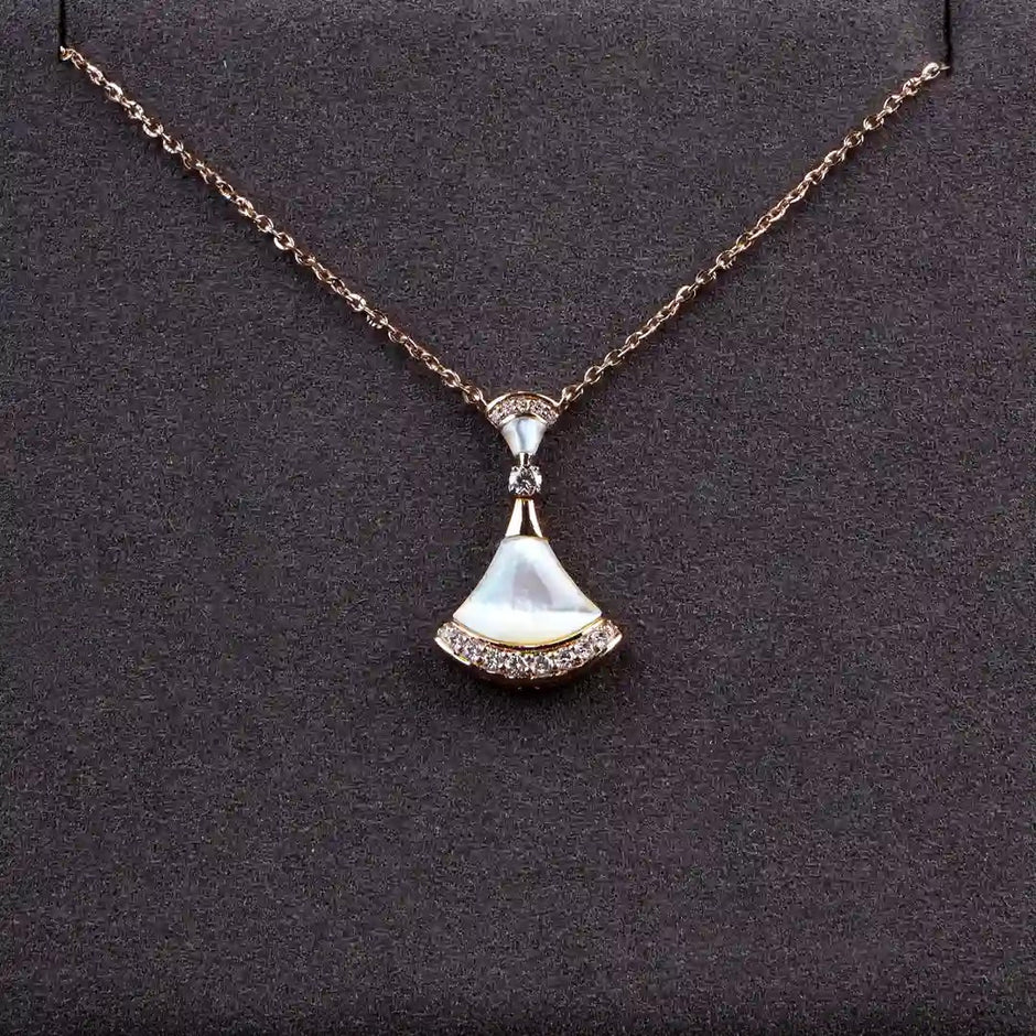 Fan Colourstone Diamond Pendant — front view