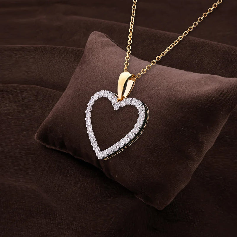 Open Heart Diamond Pendant — front view