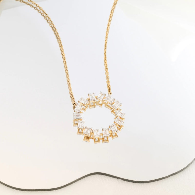 Emerald-Cut Diamond Circle Pendant — view 2