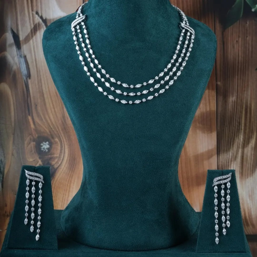 Triple-Strand Mixed-Cut Diamond Necklace — styled view