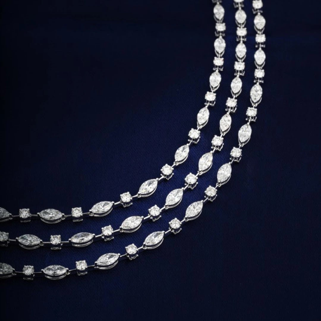 Triple-Strand Mixed-Cut Diamond Necklace — alternate view