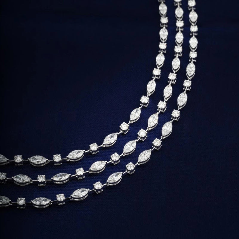 Triple-Strand Mixed-Cut Diamond Necklace — alternate view