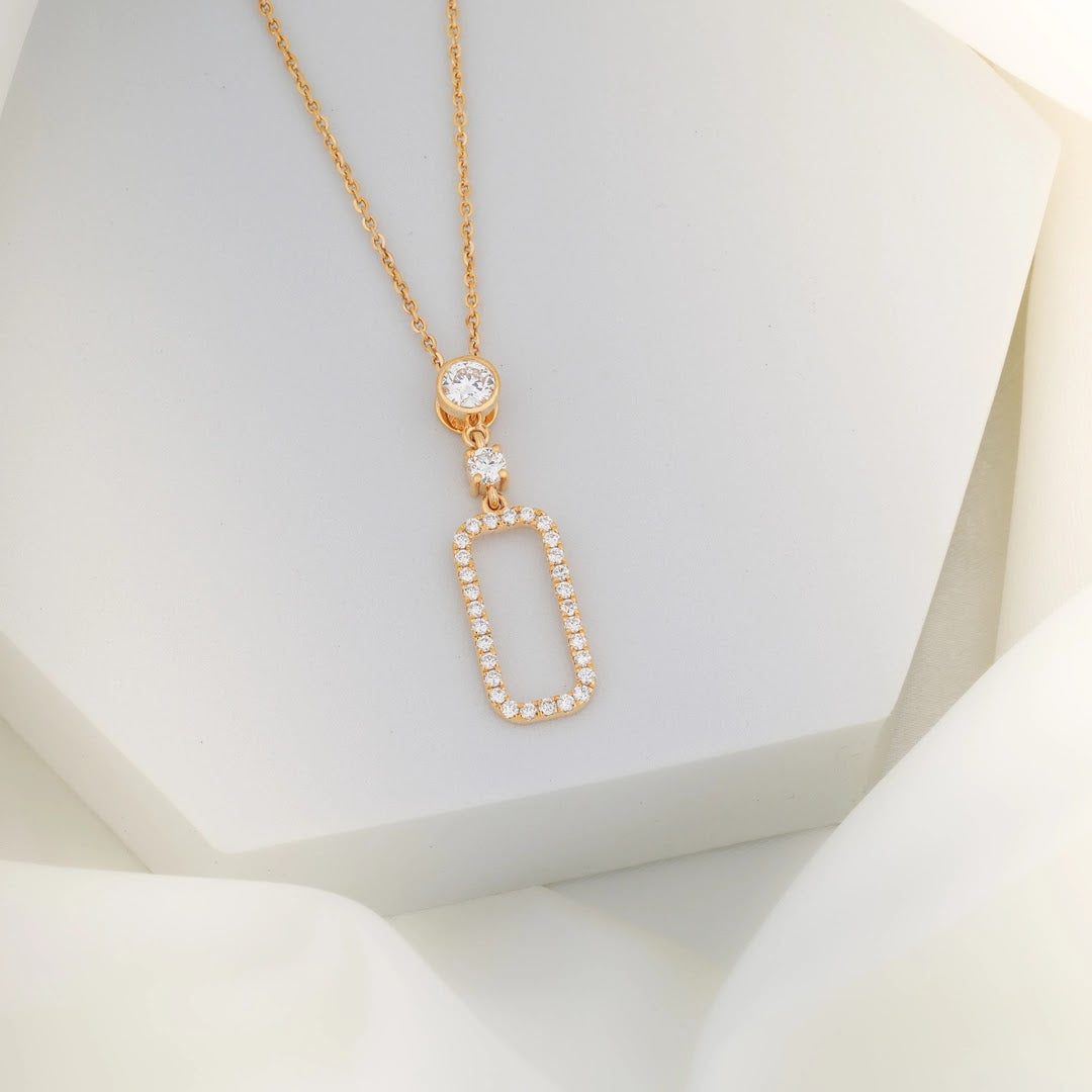 Geometric Open-Frame Diamond Pendant Set — alternate view