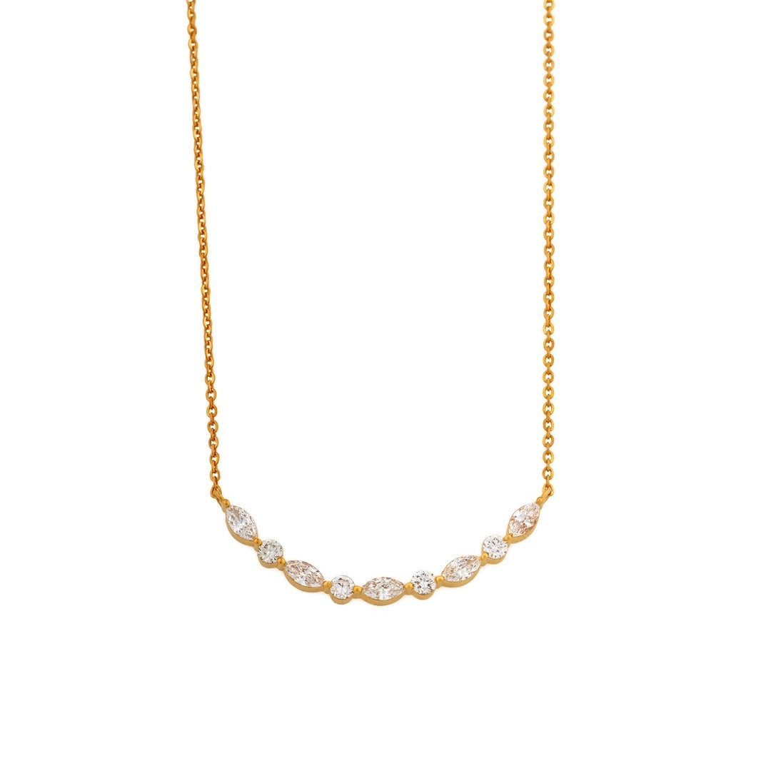 Mixed-Cut Curved Diamond Necklace — view 2