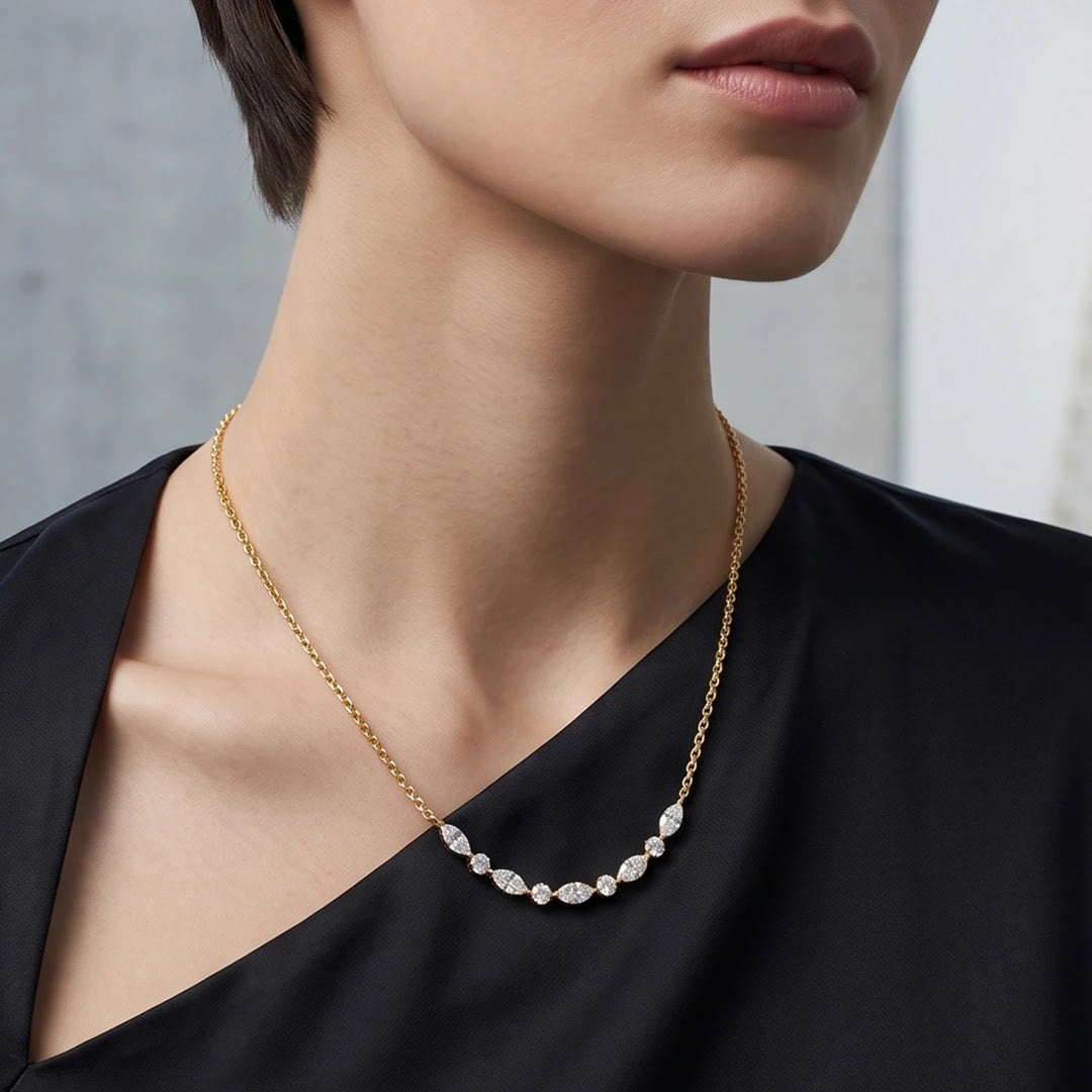 Mixed-Cut Curved Diamond Necklace — view 3