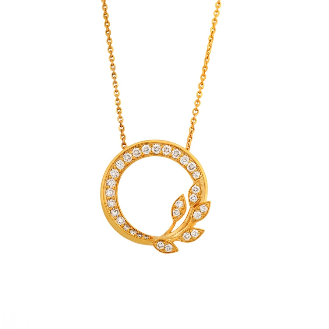 Botanical Circle Diamond Necklace — front view