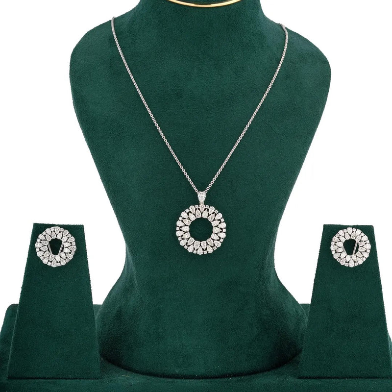Open-Circle Mixed-Cut Diamond Pendant Set — front view