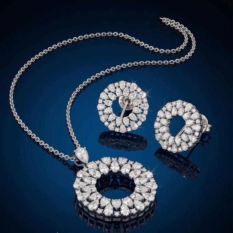 Open-Circle Mixed-Cut Diamond Pendant Set — view 3