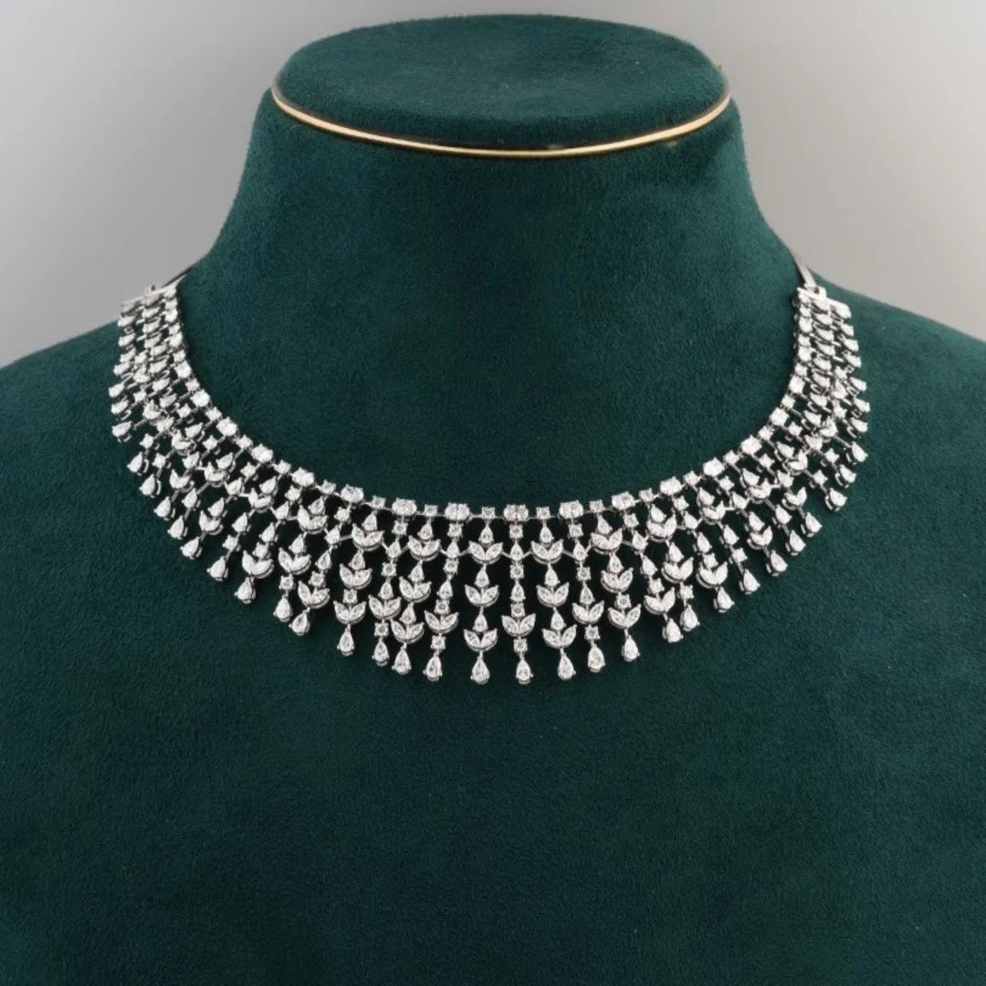 Cascading Leaf Diamond Collar Necklace — view 2